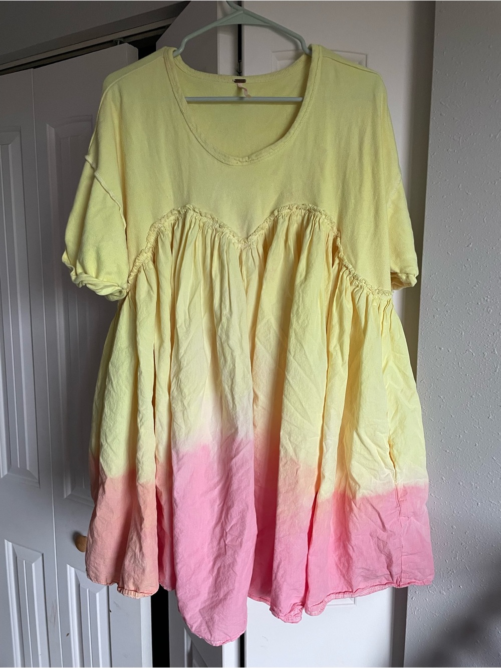 Free People Yellow to Pink Ombre Babydoll Dress